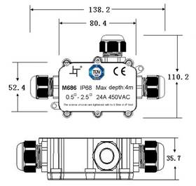 Spojka Solight vodeodolná IP68, 1x vstup, 2x výstup, 5-9/9-12mm, max 2,5mm2 čierny

 obrázok produktu 1 z 1