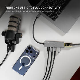 USB Hub FIXED USB-C HUB Core 5-port, 100W, PD 3.0 sivý

 obrázok produktu 3 z 6
