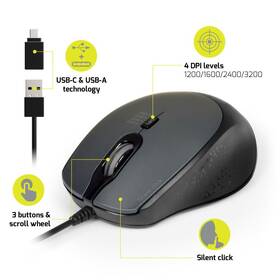 Myš PORT CONNECT Silent USB-A/USB-C čierna

 obrázok produktu 2 z 4