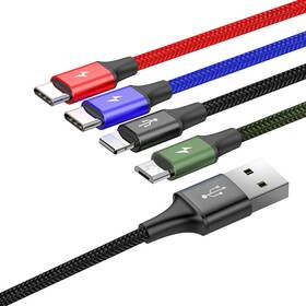 Kábel Baseus 4v1, USB/2x USB-C, Lightning, Micro USB, 1,2m čierny

 obrázok produktu 1 z 5