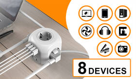 Kábel predlžovací Viking AC CUBE 4x zásuvka, 3x USB, 1x USB-C, 1,8 m biely

 obrázok produktu 4 z 6