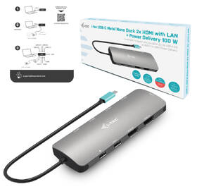Dokovacia stanica i-tec USB-C Metal Nano 2x HDMI, PD 100W 

 obrázok produktu 5 z 5