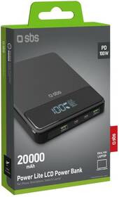 Powerbank SBS Slim 2x USB-A/2x USB-C, PD, 100 W, 20000 mAh čierna

 obrázok produktu 1 z 3