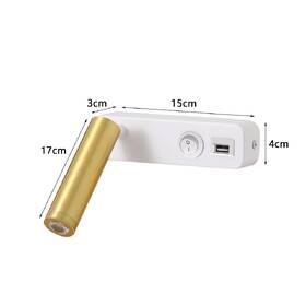Nástenné svietidlo IMMAX GOAL LED, vypínač, USB, 3W biele/zlaté

 obrázok produktu 2 z 8