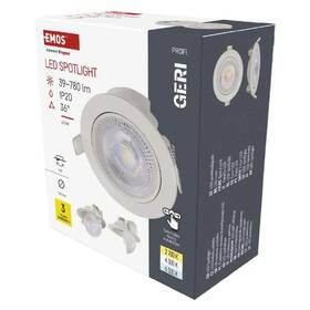 Vstavané svietidlo EMOS Geri 6,5 W, 10cm, 780lm, teplá-studená biela biele

 obrázok produktu 2 z 5