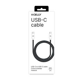 Kábel Celly USB-C/USB-C, opletený (bavlnený), 60 W, 1,5 m čierny

 obrázok produktu 2 z 2