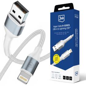 Kábel 3mk N-SERIES  USB-A/Lightning 1m QC 3.0 5V/2.4A 12W biely

 obrázok produktu 1 z 4
