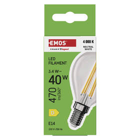 LED žiarovka EMOS Filament Mini Globe, 3,4 W, E14, neutrálna biela 

 obrázok produktu 4 z 7