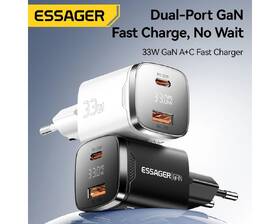 Nabíjačka do siete Essager 33W, GaN, USB-C, USB-A čierna

 obrázok produktu 4 z 7
