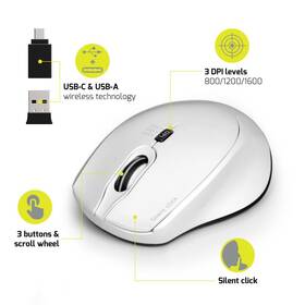 Myš PORT CONNECT Silent USB-A/USB-C biela

 obrázok produktu 2 z 4