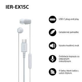 Slúchadlá Sony IER-EX15C, USB-C biela

 obrázok produktu 1 z 6