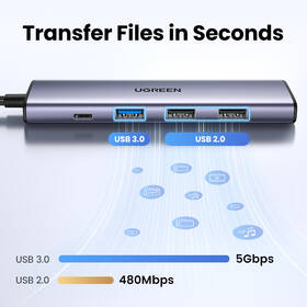 USB Hub UGREEN USB-C/USB-C, 3×USB, HDMI strieborný

 obrázok produktu 4 z 8