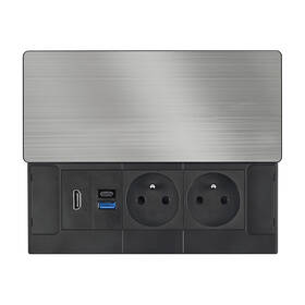 Zásuvkový modul Solight 2 zásuvky, HDMI, USB-A, USB-C, PD 20W, s posuvným krytom, 2 m strieborný

 obrázok produktu 1 z 6