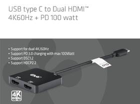 USB Hub Club3D USB-C / 2xHDMI + USB-C PD 3.0 čierny

 obrázok produktu 4 z 6