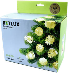 Vianočné osvetlenie RETLUX RXL 369, reťaz (šišky), 40 LED, 10 m, teplá biela 

 obrázok produktu 6 z 6