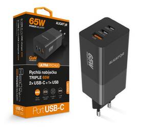 Nabíjačka do siete Aligator GaN, PD 65W, 2xUSB-C + USB čierna

 obrázok produktu 3 z 4