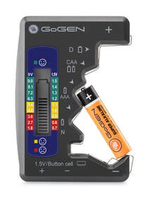Tester akumulátora GoGEN BTD01, AA, AAA, C, D, 9V, gombíkové batérie 

 obrázok produktu 1 z 3