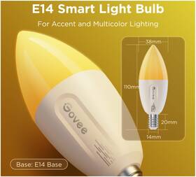 Inteligentná žiarovka Govee E14, RGBWW, 5W-50W, 450lm, Long Life, Matter (2 ks) biela

 obrázok produktu 3 z 6