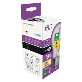 LED žiarovka EMOS Filament klasik, 5W, 1060lm, E27, teplá biela 

 obrázok produktu 6 z 14