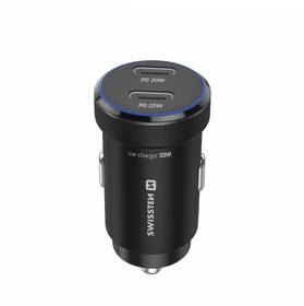 Adaptér do auta Swissten 2x USB-C PD, 20W + USB-C kábel 1m čierny

 obrázok produktu 1 z 3