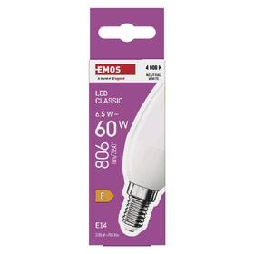 LED žiarovka EMOS Classic Candle, 6,5 W, 806lm, E14, neutrálna biela 

 obrázok produktu 3 z 13