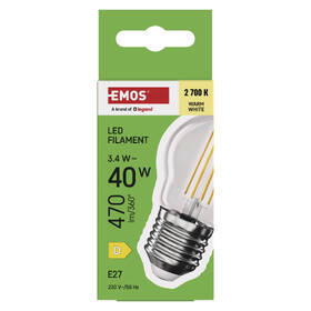 LED žiarovka EMOS Filament Mini Globe, 3,4 W, E27, teplá biela 

 obrázok produktu 4 z 7