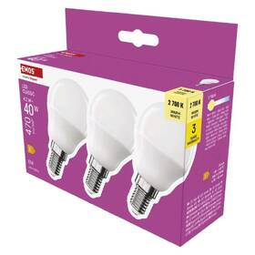 LED žiarovka EMOS Classic mini globe, 4,2 W, 470lm, E14, teplá biela, 3 ks 

 obrázok produktu 2 z 3