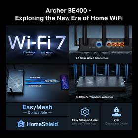 Router TP-Link Archer BE400, BE6500 čierny

 obrázok produktu 3 z 10