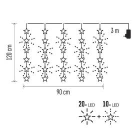 Vianočné osvetlenie EMOS 30 LED záves - hviezdy, 120x90 cm, vonkajšie aj vnútorné, teplá biela, časovač 

 obrázok produktu 5 z 6