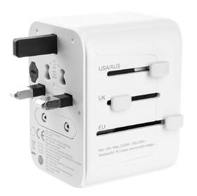 Cestovný adaptér FIXED pre EU, UK a USA/AUS, s 1xUSB-C a 2xUSB výstupom, GaN, PD 30W biely

 obrázok produktu 4 z 11