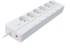 Kábel predlžovací Solight 6x zásuvka predlžovací prívod, 3m, 3 x 1mm2, biely, 6+1 vypínač biely

 obrázok produktu 2 z 4