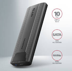 Externý rámček Axagon THIN box, USB-C 10Gbps - M.2 NVMe & SATA SSD sivý

 obrázok produktu 1 z 9
