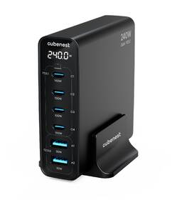 Nabíjačka do siete Cubenest S6D0, 4xUSB-C, 2xUSB-A, PD, GaN, 240 W čierna

 obrázok produktu 2 z 13
