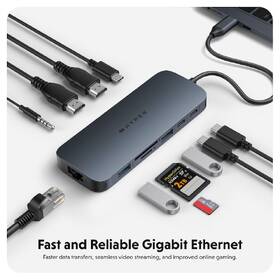 USB Hub HyperDrive EcoSmart Gen.2 Dual HDMI USB-C 11-in-1 140W PD3.1 Pass-thru 

 obrázok produktu 6 z 7
