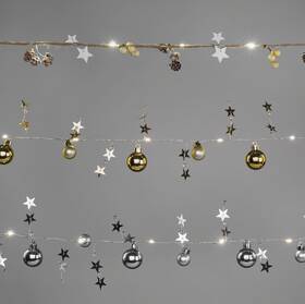 Vianočné osvetlenie EMOS 20 LED girlanda - zlaté gule s hviezdami, 1,9 cm, 2x AA, vnútorná, teplá biela 

 obrázok produktu 1 z 3
