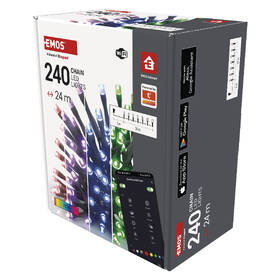 Vianočné osvetlenie EMOS GoSmart 240 LED reťaz, 24 m, vonkajšie aj vnútorné, RGB, časovač, Wi-Fi 

 obrázok produktu 8 z 8
