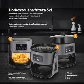 Fritéza teplovzdušná Lauben Glass&Grill Air Fryer 3in1 5500BG sivá

 obrázok produktu 12 z 19