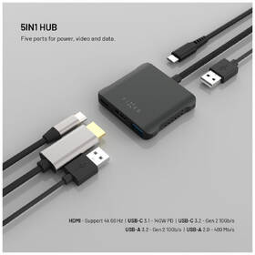USB Hub FIXED Quadri 5-port USB-C, 140W PD 3.1 čierny

 obrázok produktu 2 z 6