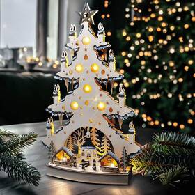LED dekorácie Solight drevený vianočný stromček, 23x LED, prírodná farba, 64cm, 2x AA 

 obrázok produktu 2 z 5