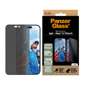 Tvrdené sklo PanzerGlass Privacy na Apple Iphone 16/15 s inštalačným rámčekom 

 obrázok produktu 1 z 3