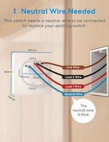 Vypínač Meross Smart Wi-Fi, 1 Gang 2 way Touch Button, Neutral Wire Required biely

 obrázok produktu 6 z 9