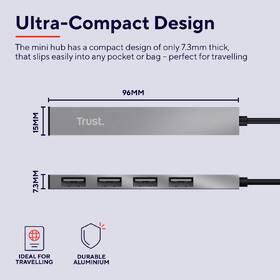 USB Hub Trust Halyx Aluminium 4-Port hliník

 obrázok produktu 5 z 10