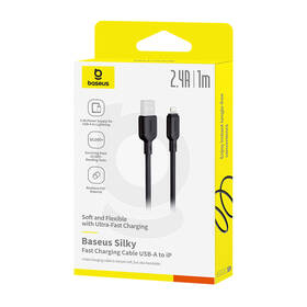Kábel Baseus Silky USB/Lightning 1m 2.4A čierny

 obrázok produktu 4 z 4