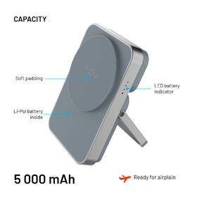 Powerbank FIXED MagZen 5 Stand, nabíjení Apple Watch, MagSafe, 5000 mAh sivá

 obrázok produktu 7 z 10