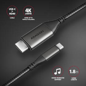 Kábel Axagon USB-C / HDMI 2.0, 1.8m, 4K/60Hz HDR10 čierny

 obrázok produktu 1 z 8