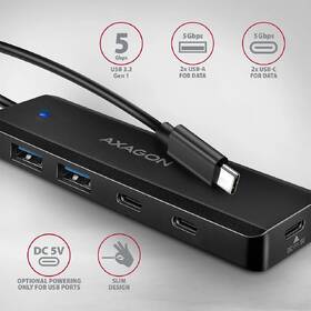 USB Hub Axagon Travel USB-C, 2x USB-A + 2x USB-C čierny

 obrázok produktu 1 z 4