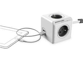 Kábel predlžovací Powercube USB, 4x zásuvka, 2x USB, 1,5m sivý/biely

 obrázok produktu 3 z 8