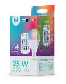 LED žiarovka Forever klasik, E14 (G45) RGB 5W s diaľkovým ovládaním 

 obrázok produktu 2 z 2