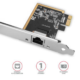 Sieťová karta Axagon PCEE-GRF, PCIe sieťová karta - 1x Gigabit Ethernet port strieborná

 obrázok produktu 1 z 3