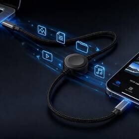 Nabíjací kábel 3mk OmniLink USB-C s nabíjaním Apple Watch a Samsung Galaxy Watch, 100 W PD, 1,5 m čierny

 obrázok produktu 3 z 5
